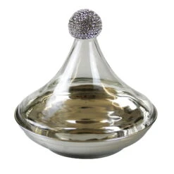 Schale Mit Spitzer Haube Und Strass, Silber, H 23 X Ø 24 Cm