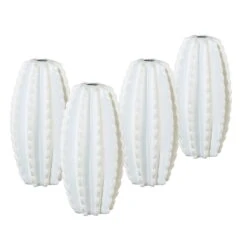 Vase Kaktus, 4er-Set, Keramik, Weiß, 15,5 X 8,5 X 8,5 Cm