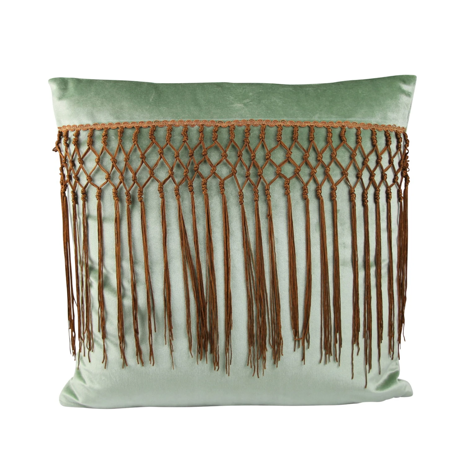 Kissen Mint Fransen Samt 45 X 45 Cm – Bild 2