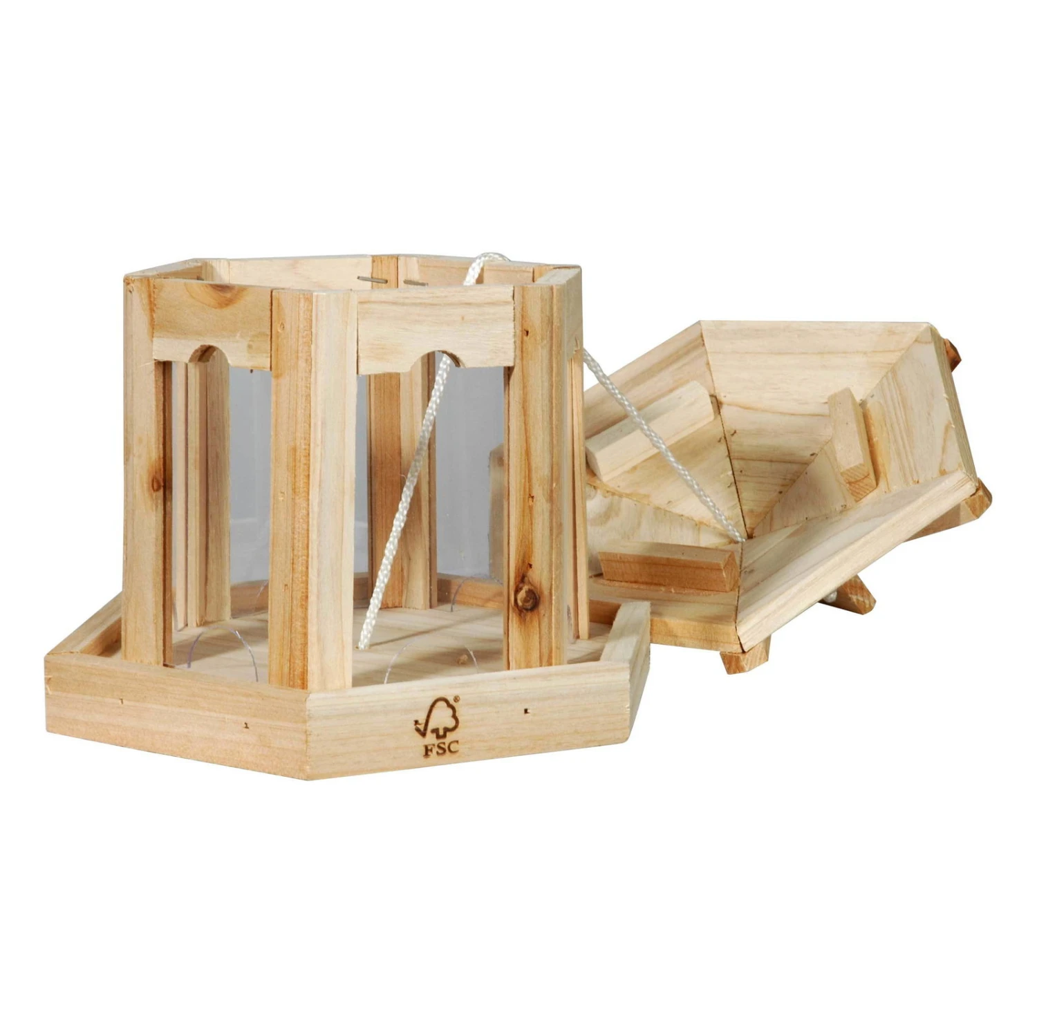 Vogelhaus Pavillon 6-Eck Hängend, FSC®-Holz Und Acrylglas, Ca. 19 X 18 X 18 Cm – Bild 2