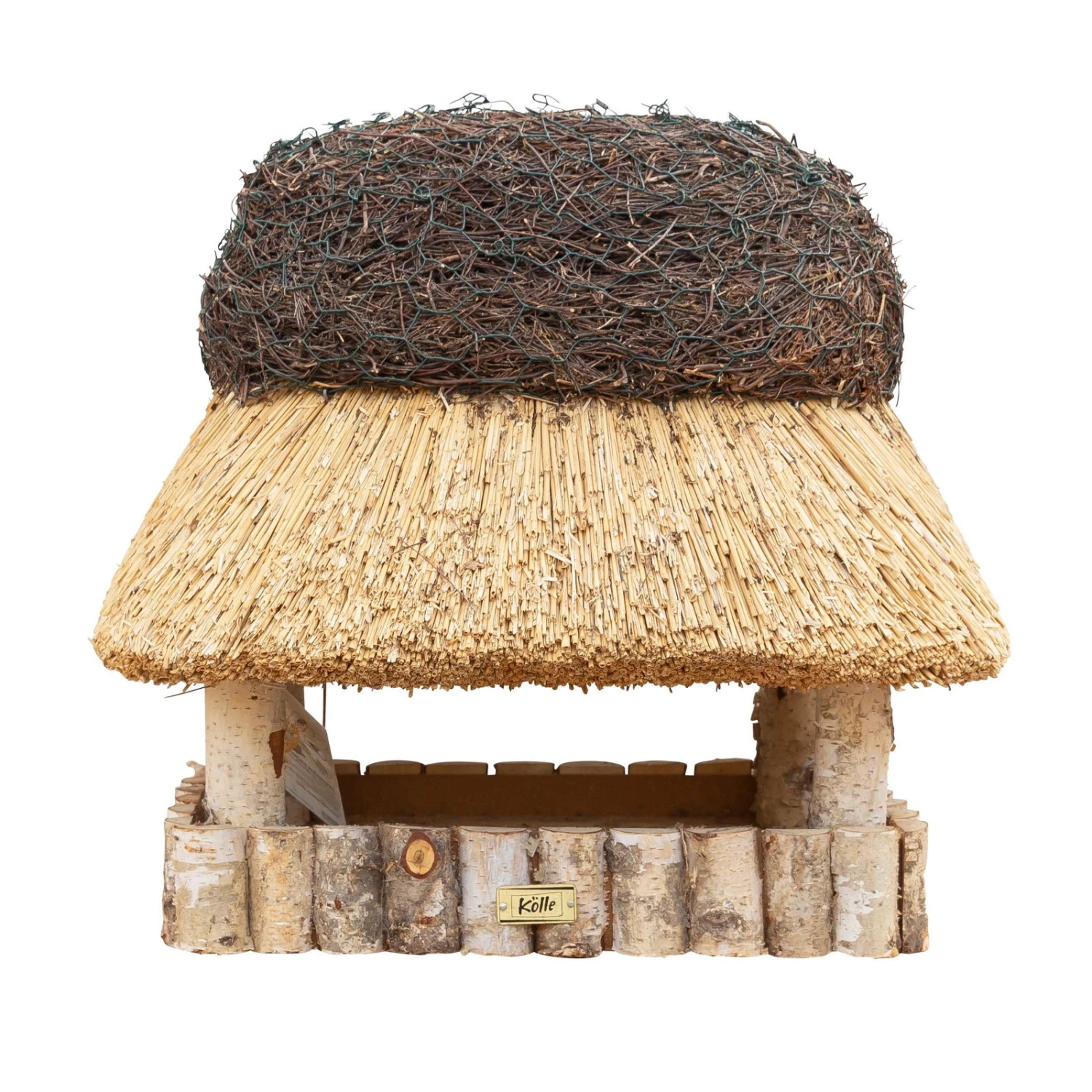 Kölle Vogelhaus „Pellworm“ Mit Reetdach, Eckig, Birke Natur, 45 Cm Hoch