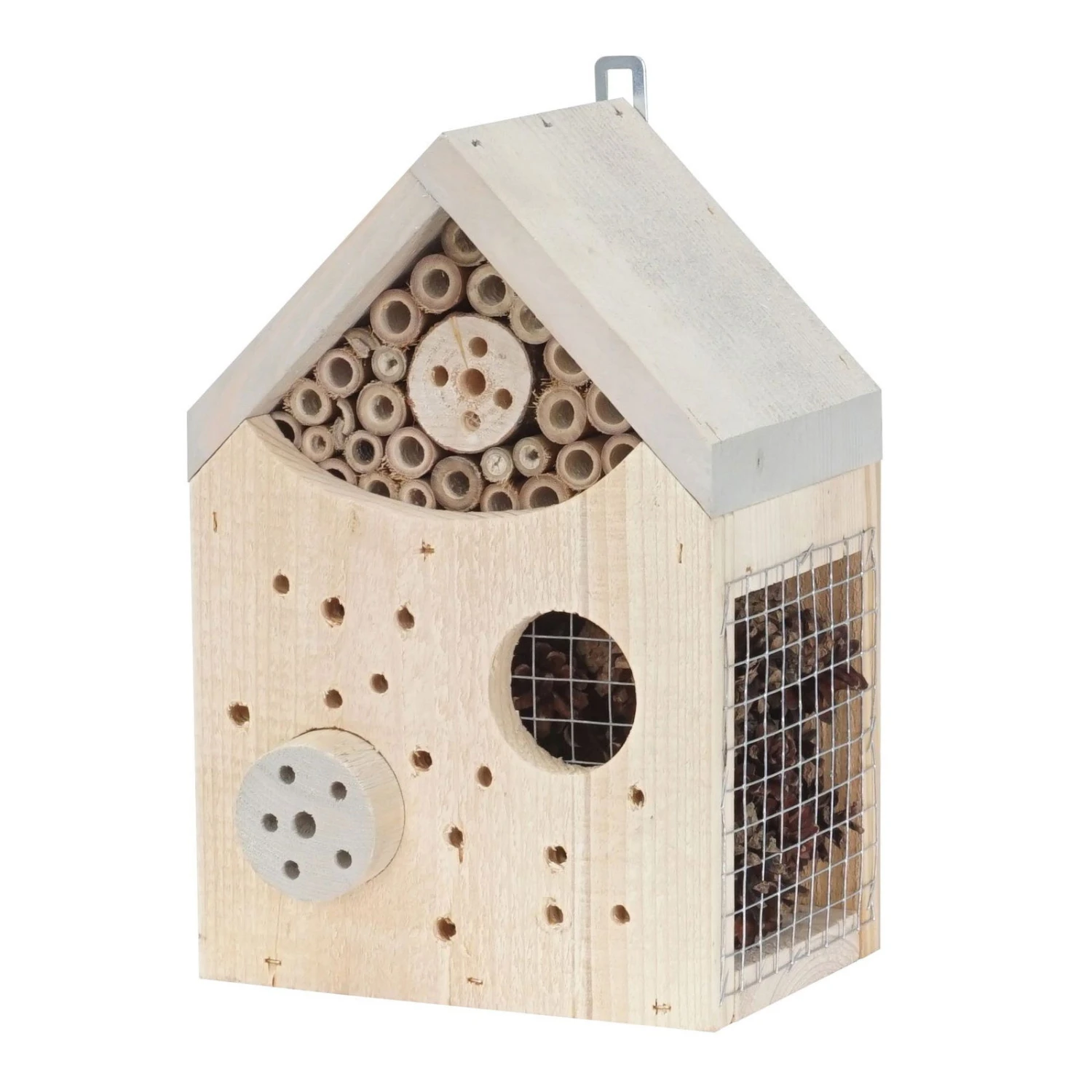 Insektenhotel, Kieferholz, Natur, Geflammt, 18 X 15 X 27 Cm