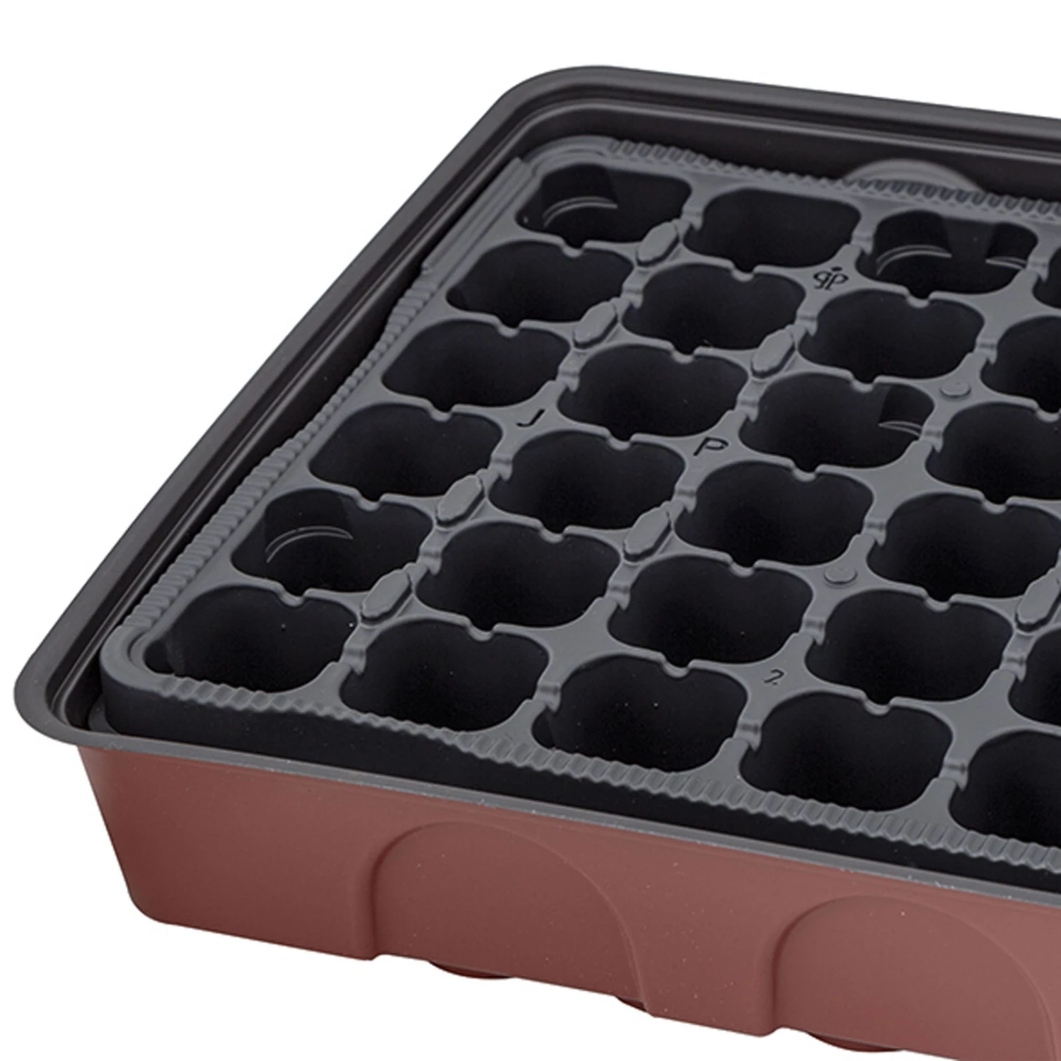 Anzuchtgewächshaus Mit Deckel & Topfplatte, 72 Töpfe Gelocht, Bordeaux – Bild 4