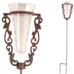 Regenmesser Aus Gußeisen Mit Glaseinsatz, Ca. 18x17,5x134,5 Cm