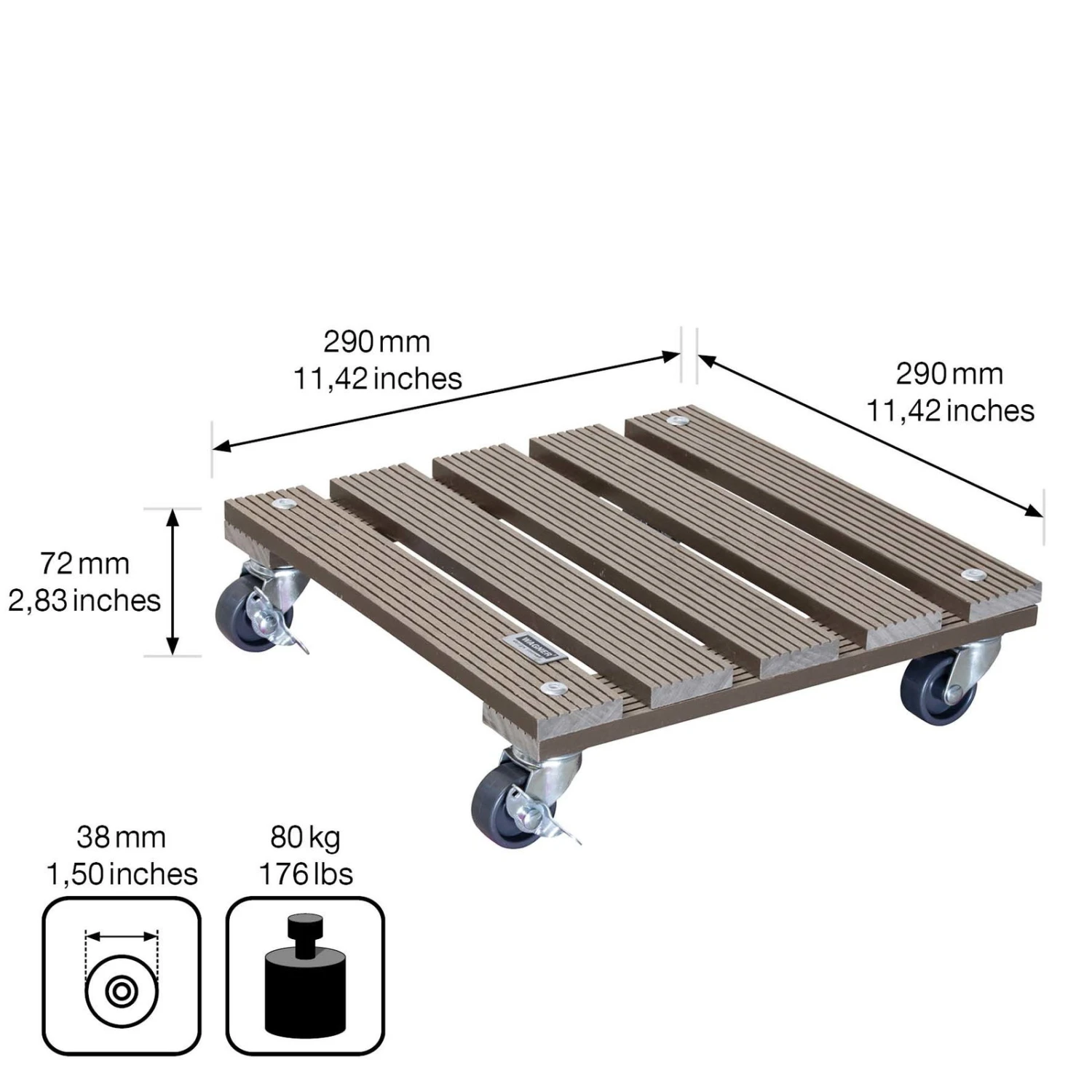 Multi Roller WPC, Tragkraft 80 Kg, Ca. 7 X 29 X 29 Cm – Bild 6