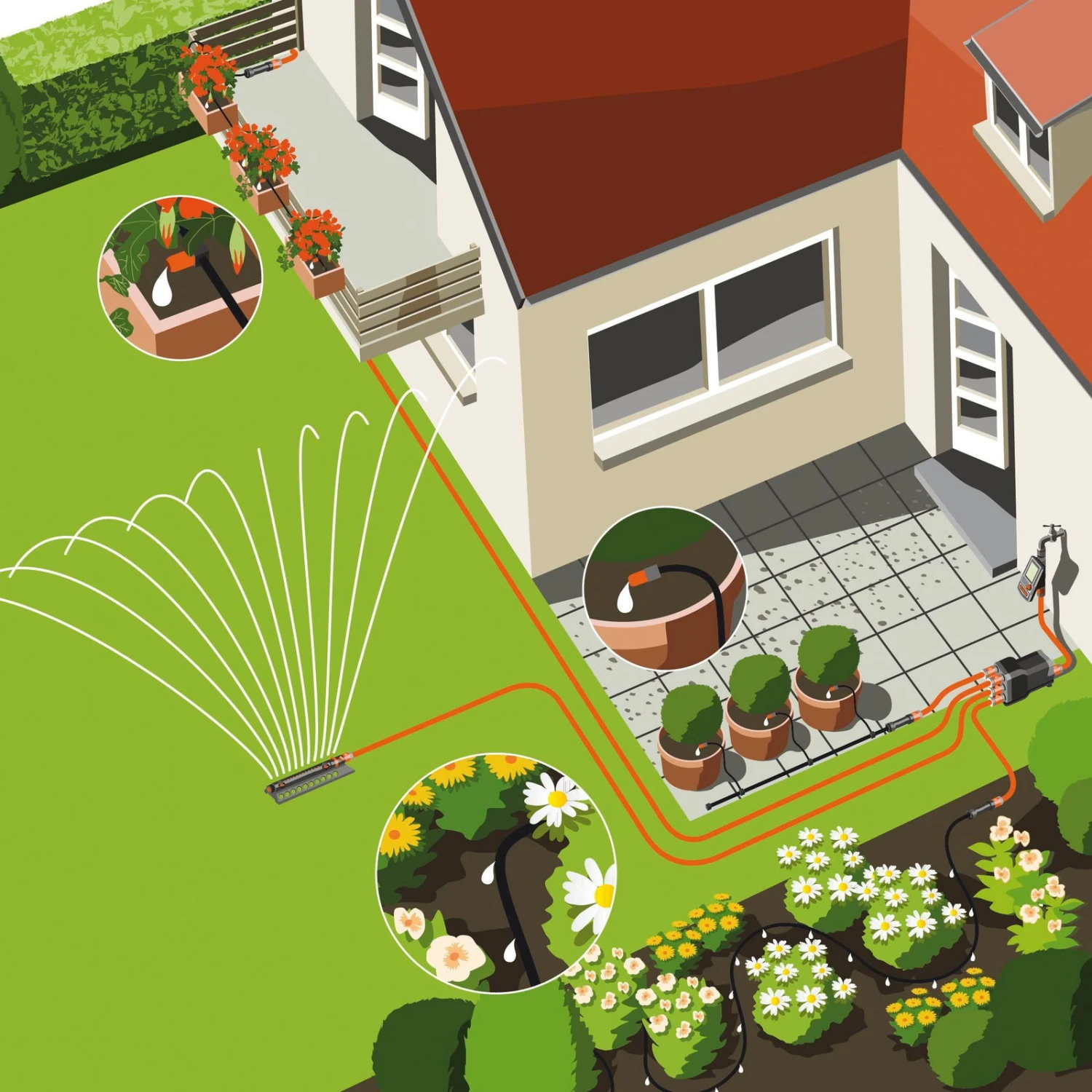 Wasserverteiler, Gardena, Bis 6 Anschlussgeräte, Für Bewässerungscomputer – Bild 4