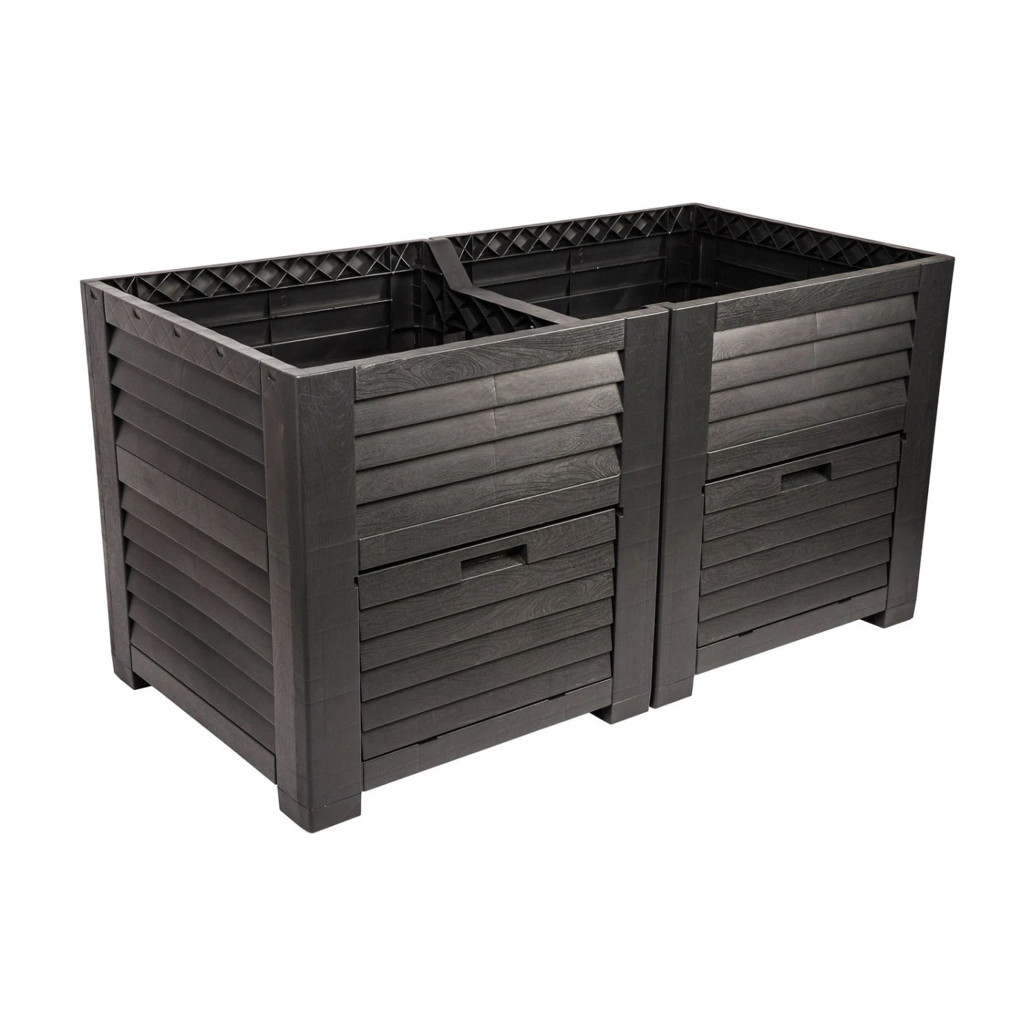 Maxi-Hochbeet Mit 2 Fächern, Anthrazit, Polypropylen, L150 X B76 X H78 Cm – Bild 2