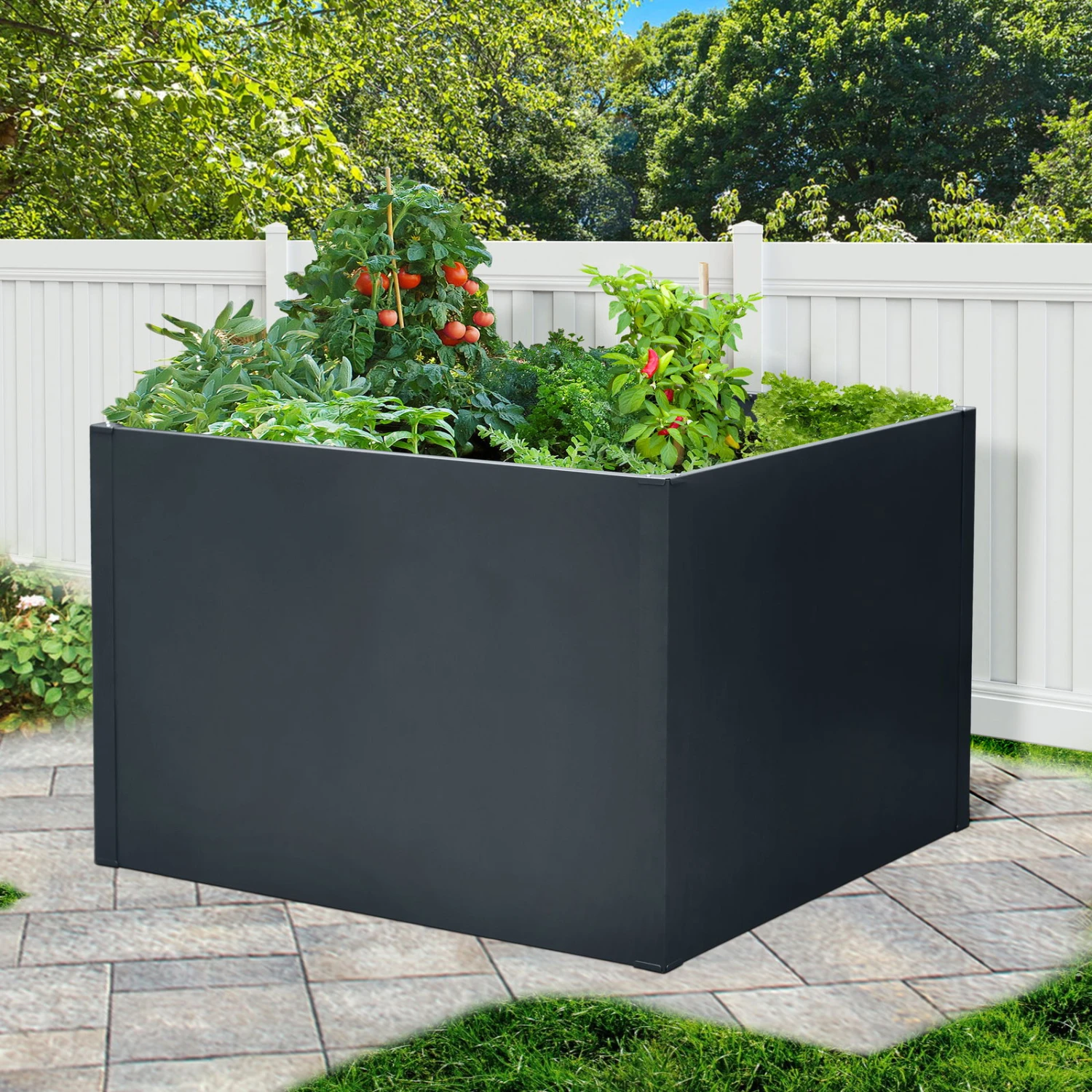 Hochbeet Mit Doppelwand, Anthrazit – Bild 3