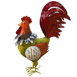 Kölle Hahn Erich, Grün-orange-rot, 39 X 14 X 34 Cm, Handgefertigt, Langlebig