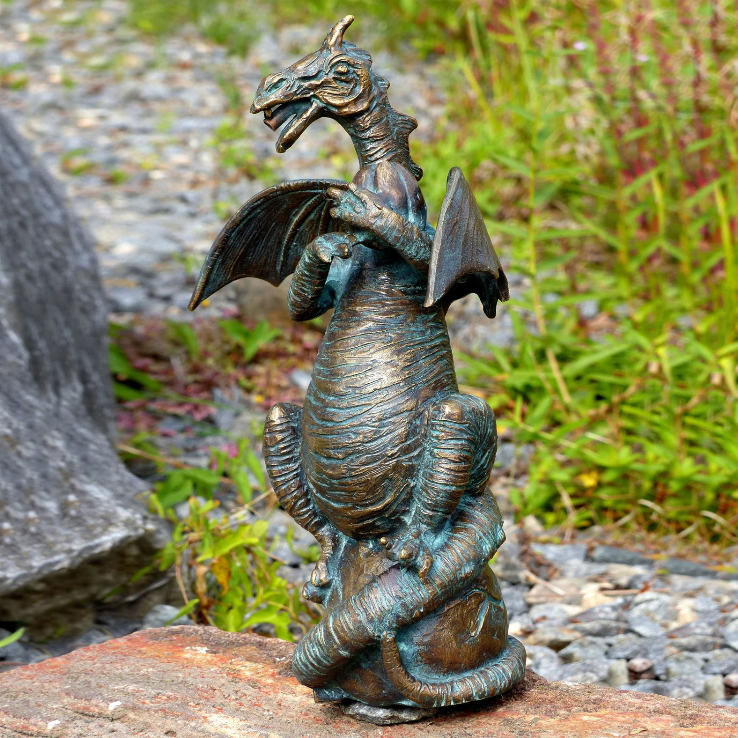 Rottenecker Bronze-Drache Mit Walnuss, Wasserspeiend, 29 X 19 X 11 Cm – Bild 3