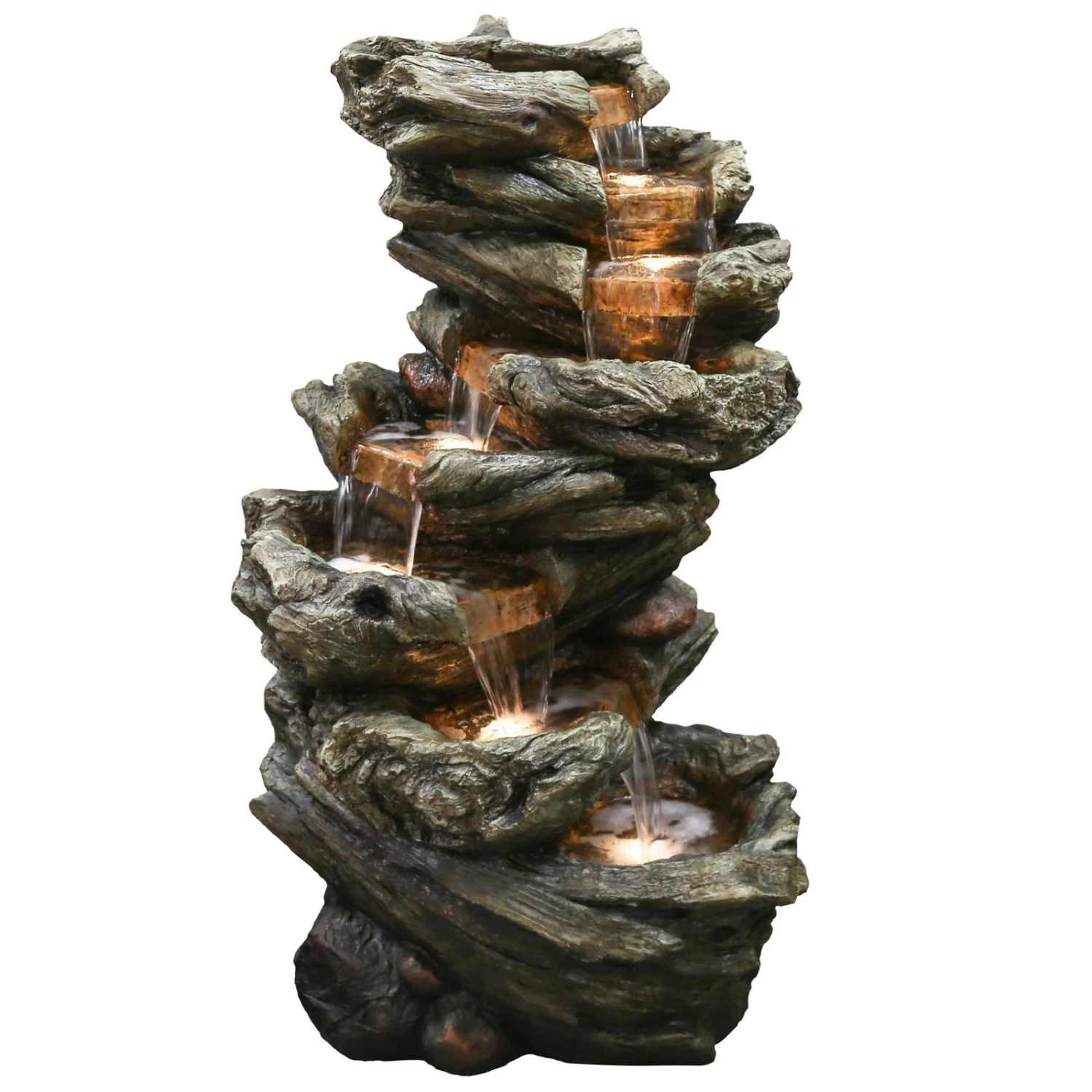 Gartenbrunnen Mit Warmlicht, Echtholzoptik, 61 X 45 X 102 Cm – Bild 2