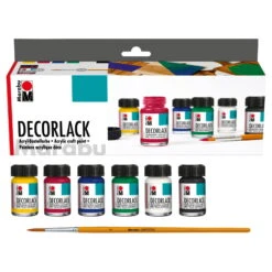 Decorlack Starterset, 1 Pinsel, 6x Decorlack Acryl á 15ml