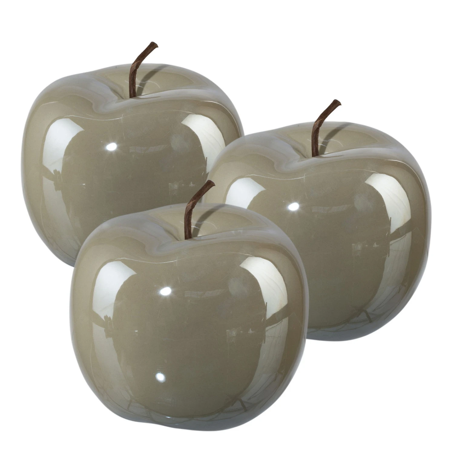 Dekoapfel PEARL, 3er-Set, Keramik, Grau, 12 X 9,5 Cm