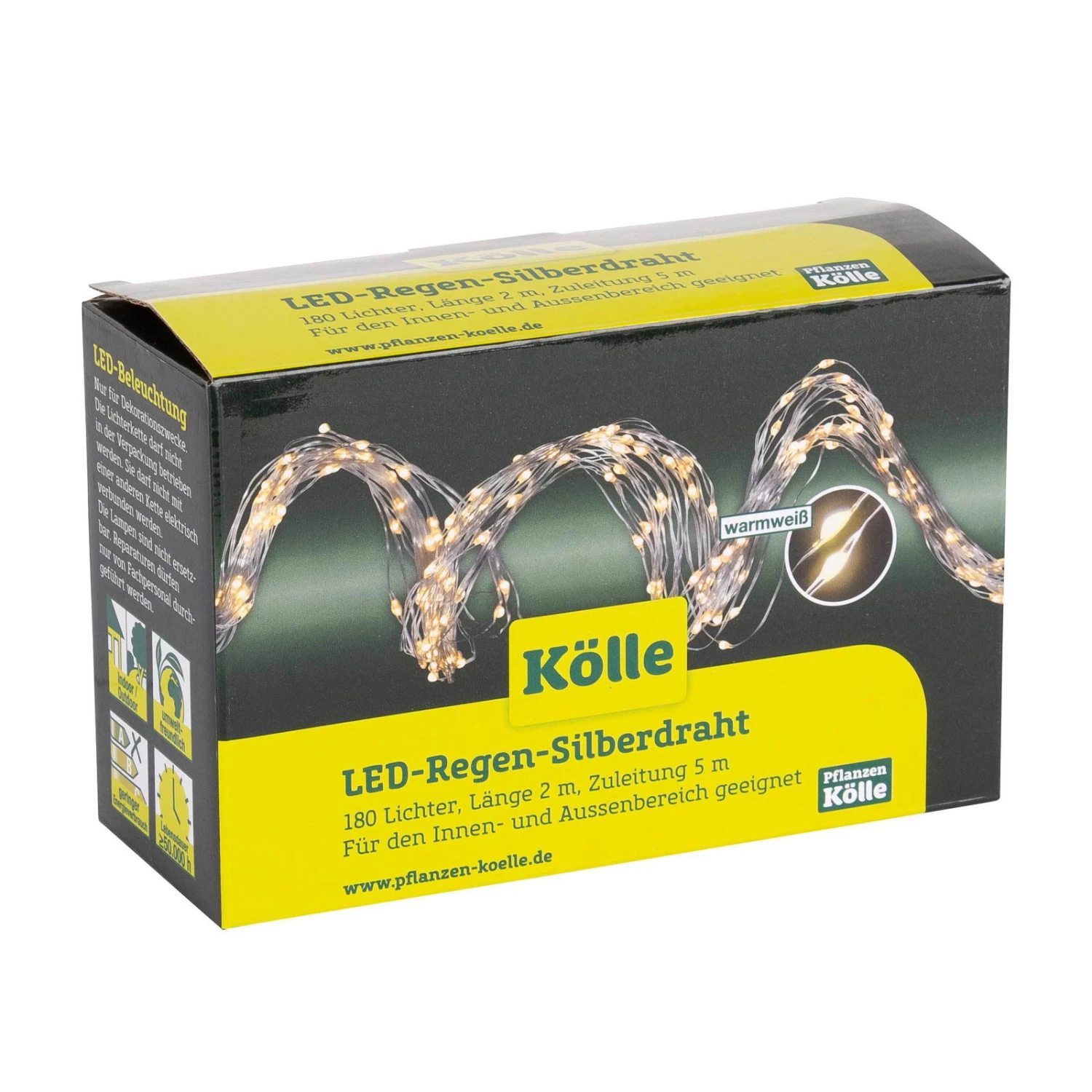 Kölle LED Regen 180 Lichter, Silberdraht, Warmweiß – Bild 2