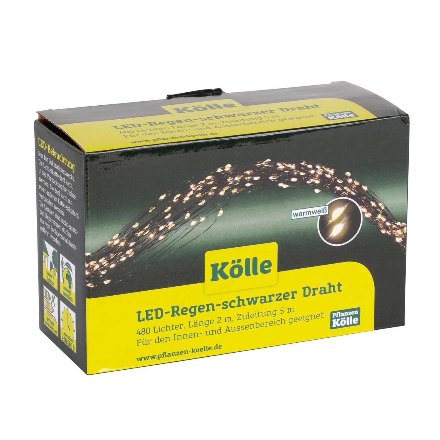 Kölle LED Regen 480 Lichter, Warmweiß, 2 M, Schwarzer Draht – Bild 2