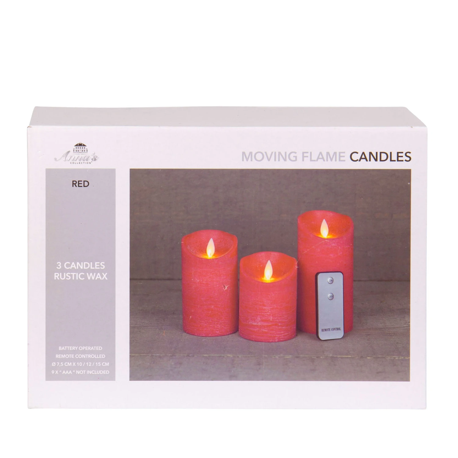 LED-Echtwachskerze, 3 Stück, Rot, Flackernd, 7,5 X 10/ 12,5/ 15 Cm – Bild 2