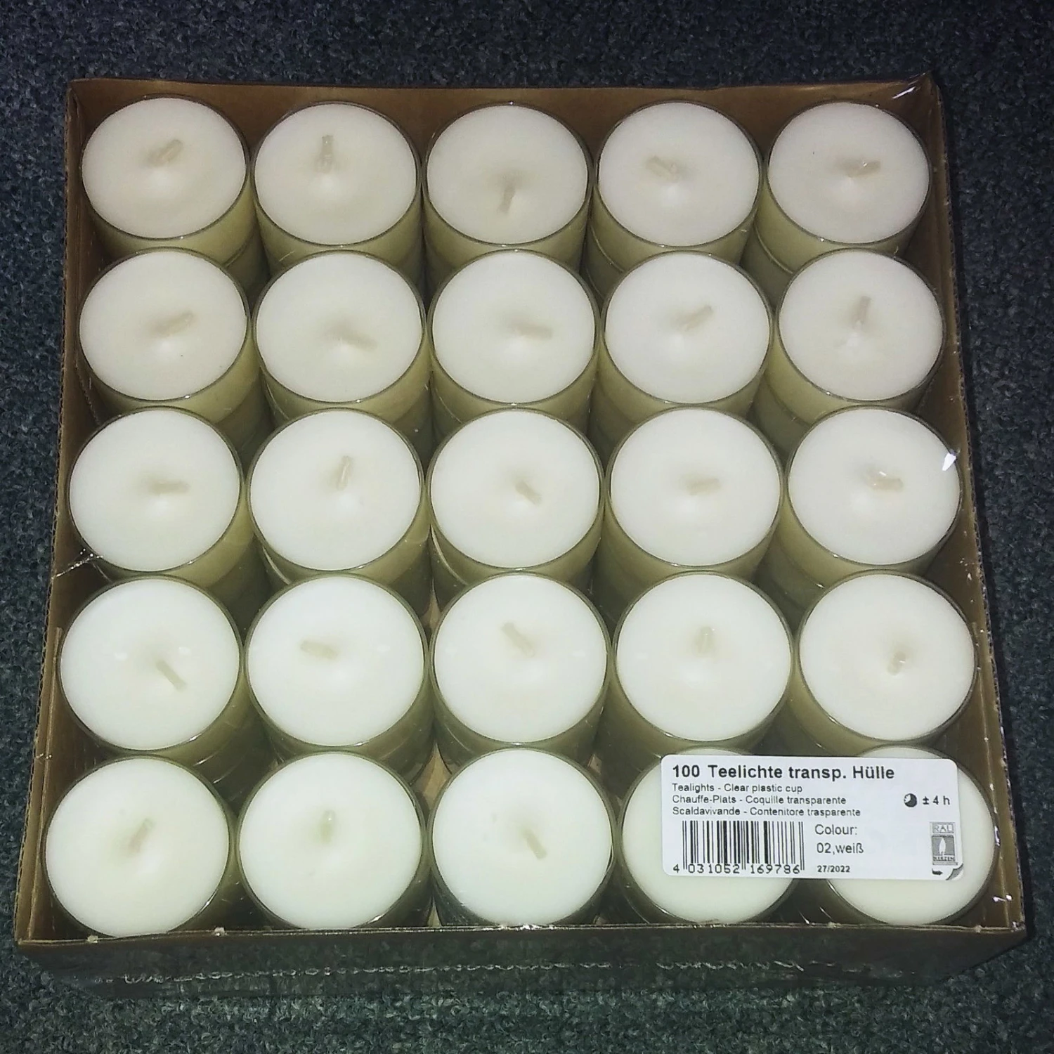 Teelichter, 100 Stück, Weiß