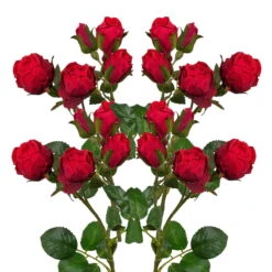 Kunstpflanze Polyantarose, Rot, 39 Cm, 4 Stück