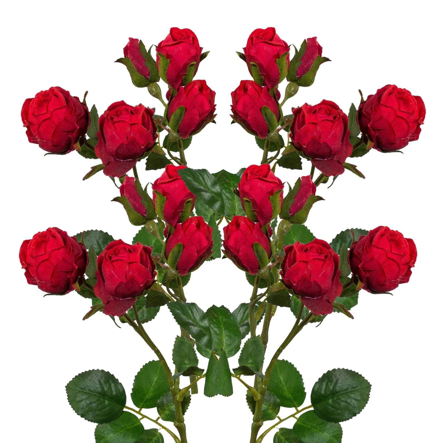 Kunstpflanze Polyantarose, Rot, 39 Cm, 4 Stück