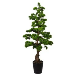 Künstlicher Bonsai-Kiefer, Grün, Ca. 140 Cm, Kunststofftopf 21 X 23 Cm