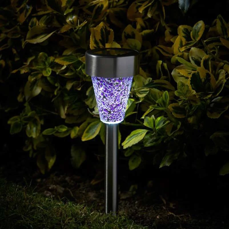 Mosaic Solarpfahlleuchte, Edelstahl / Glas, Silber / Bunt, 36 X 7,5 Cm, 6er Pack – Bild 2