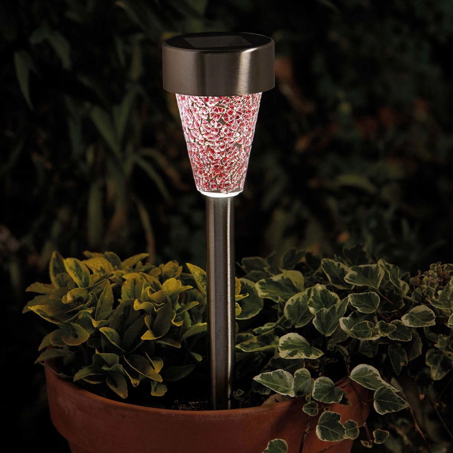 Mosaic Solarpfahlleuchte, Edelstahl / Glas, Silber / Bunt, 36 X 7,5 Cm, 6er Pack
