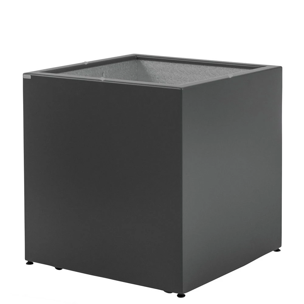 Gartensilber Pflanztrog Kubus Mit Rollen, Anthrazit