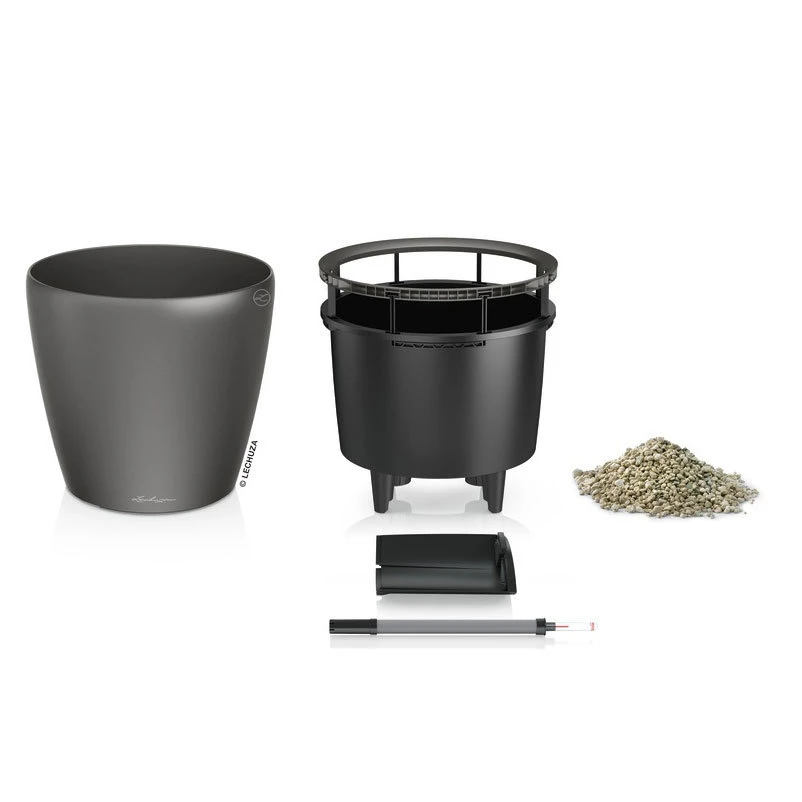 LECHUZA Classico Premium 35 LS, Anthrazit-metallic, All-in-One-Set, Ø 35 Cm H:33 Cm – Bild 3