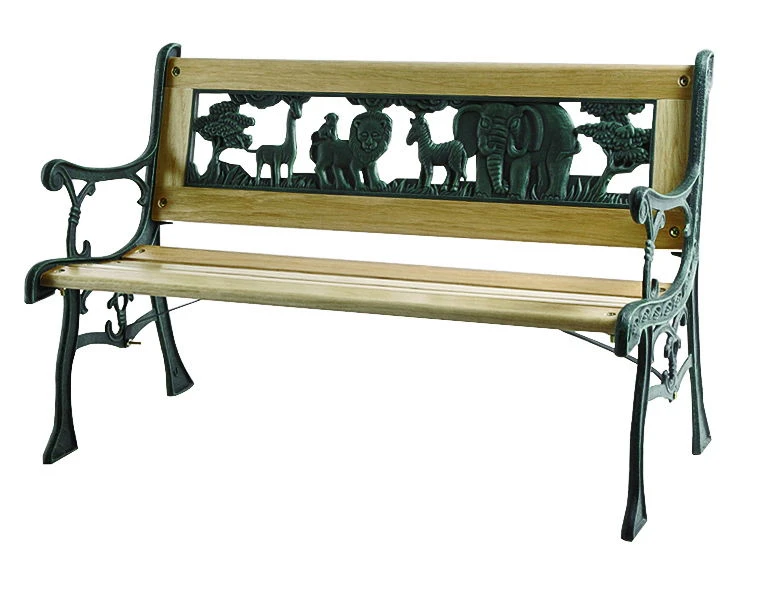 Kindergussbank "Zoo" Aus Gusseisen Mit Holzbelattung, Ca. 84x41x52,5 Cm