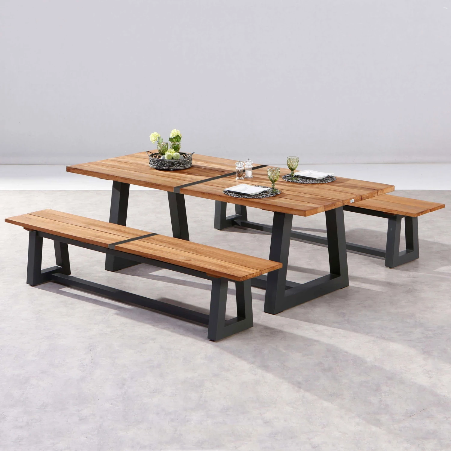 Best Alu-Bank Campione, Teakholz, Anthrazit, 45 X 220 X 40 Cm – Bild 4