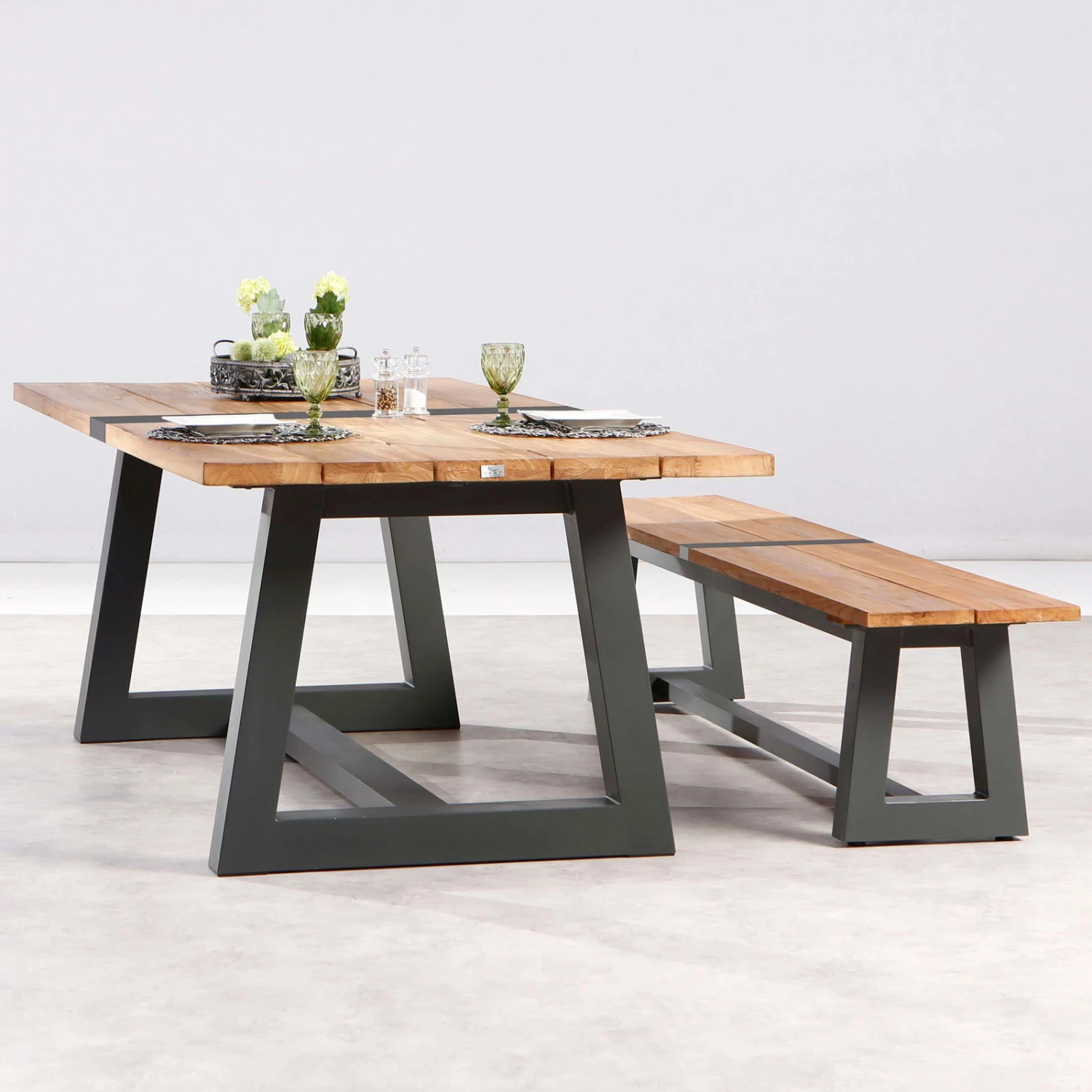 Best Alu-Bank Campione, Teakholz, Anthrazit, 45 X 220 X 40 Cm – Bild 3