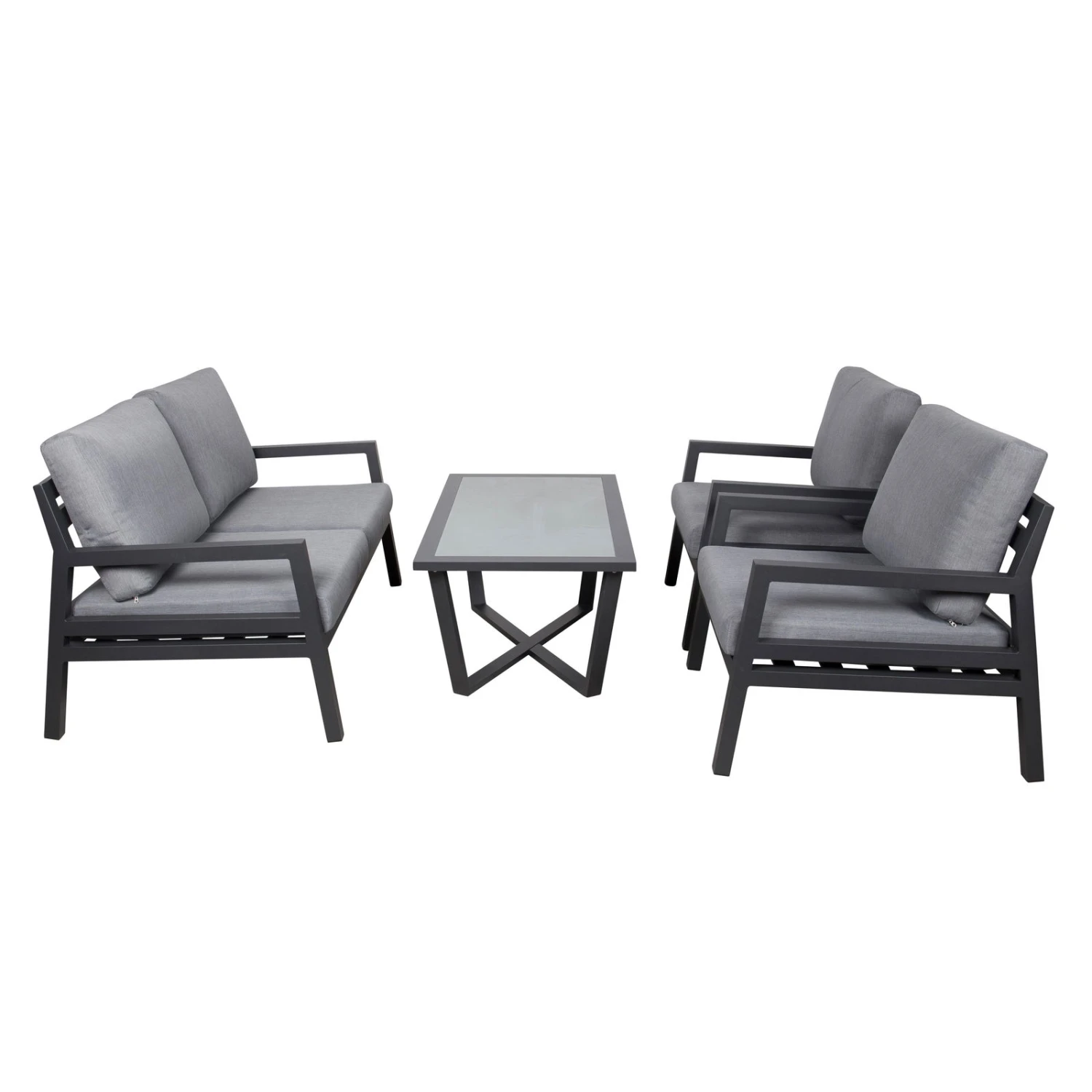 4-teilige Lounge-Gruppe 'Piazza', Tisch Mit Glasplatte, Inklusive Auflagen – Bild 2