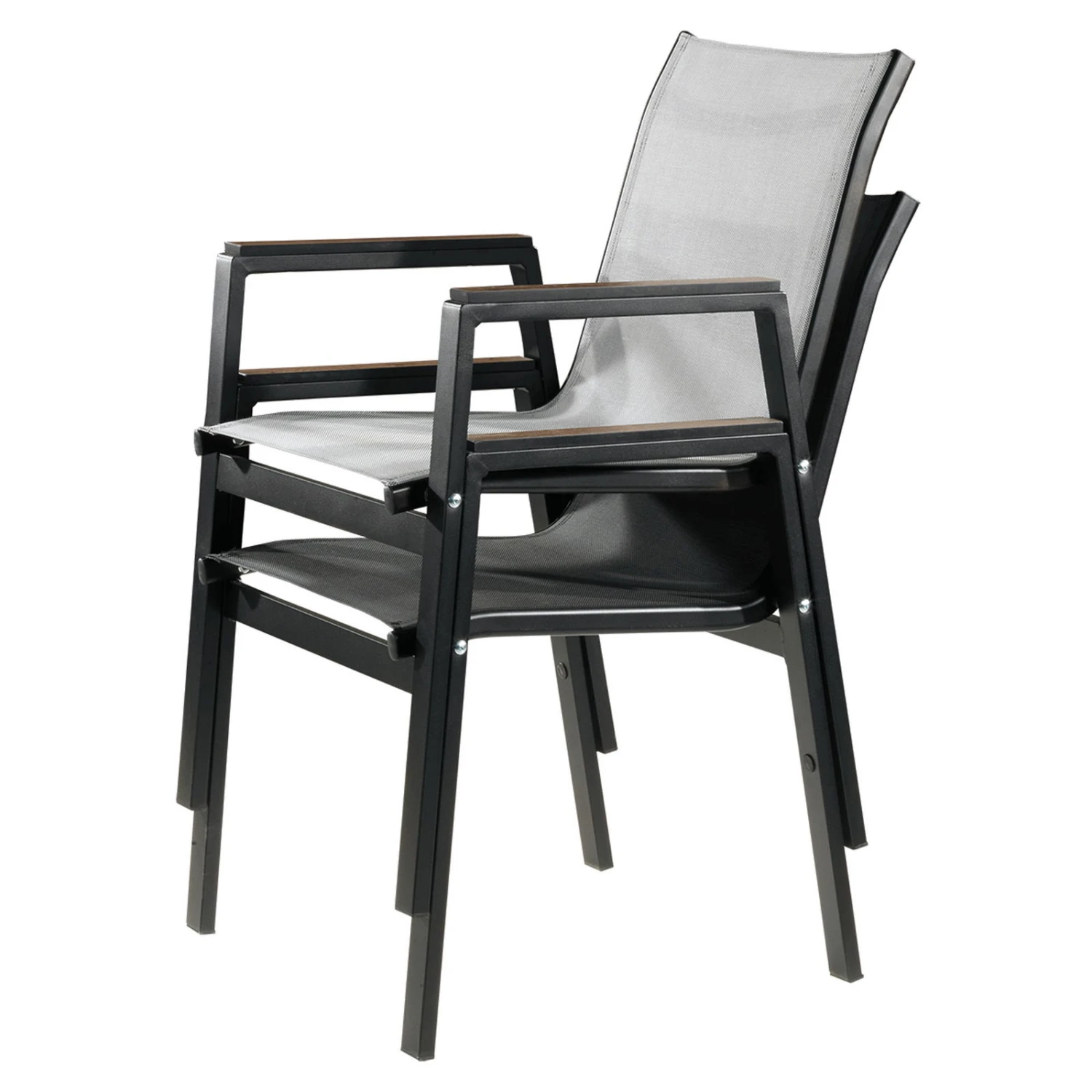 Stapelsessel, Schwarz, Grau, Ca. 86 X 66 X 56 Cm – Bild 2