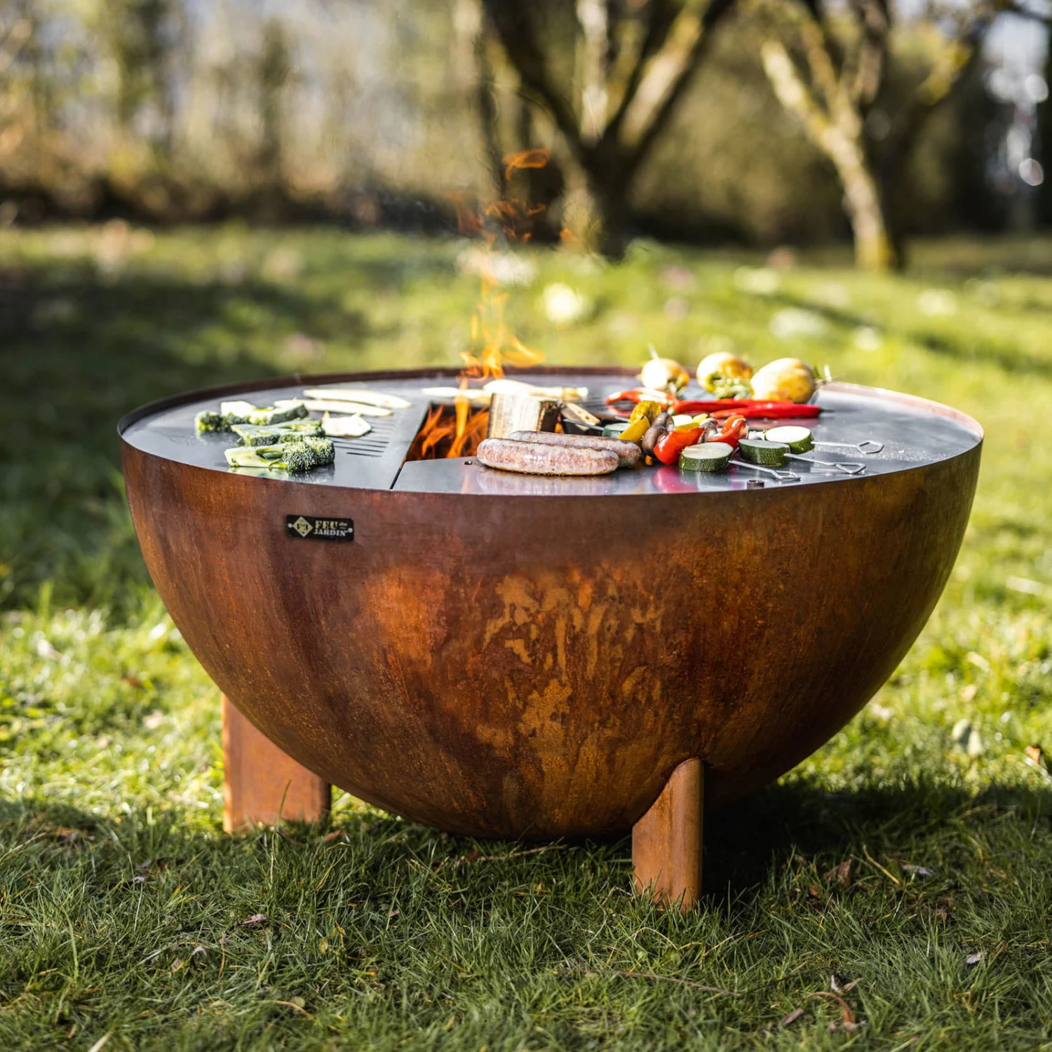 Edelstahl-Feuerstelle 'TRIA', Rost, 100 X 55 X 100 Cm – Bild 3